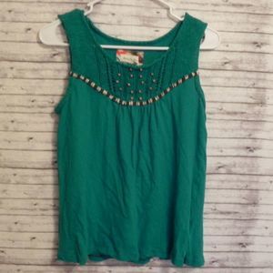 Meadow Rue Anthropologie teal crochet tank
